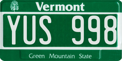 VT license plate YUS998