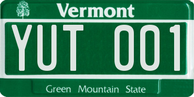 VT license plate YUT001