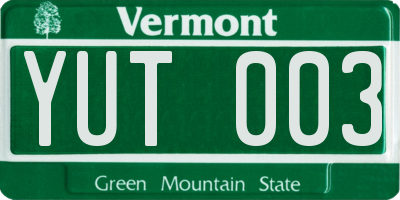 VT license plate YUT003