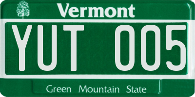VT license plate YUT005
