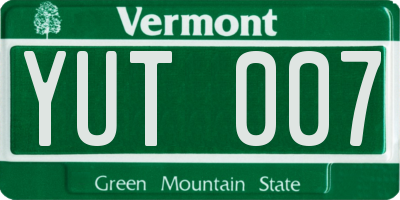 VT license plate YUT007