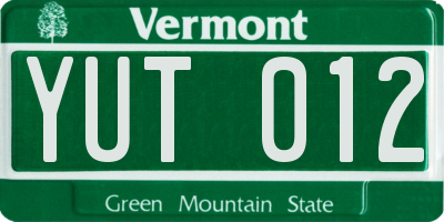 VT license plate YUT012