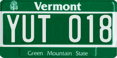 VT license plate YUT018