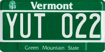 VT license plate YUT022