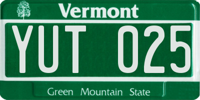 VT license plate YUT025