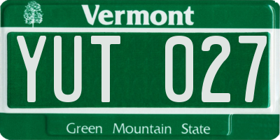 VT license plate YUT027