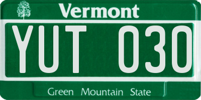 VT license plate YUT030