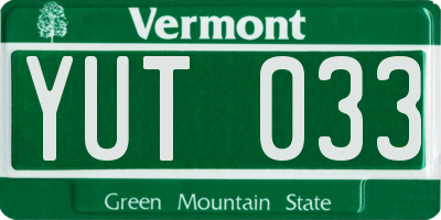 VT license plate YUT033