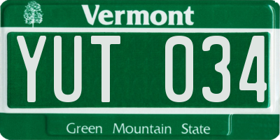 VT license plate YUT034
