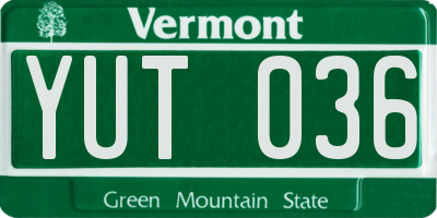 VT license plate YUT036