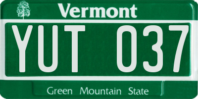 VT license plate YUT037