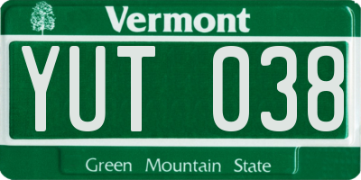 VT license plate YUT038