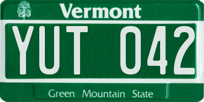 VT license plate YUT042