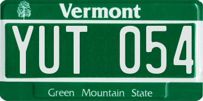 VT license plate YUT054