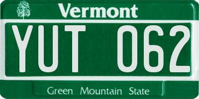 VT license plate YUT062