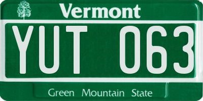 VT license plate YUT063