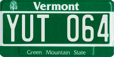 VT license plate YUT064