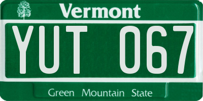 VT license plate YUT067