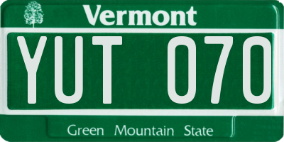 VT license plate YUT070