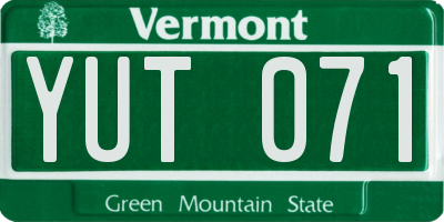 VT license plate YUT071