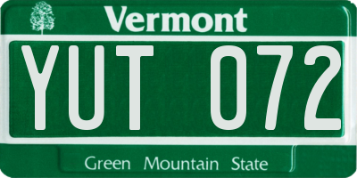 VT license plate YUT072