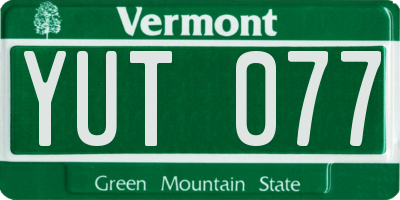 VT license plate YUT077