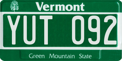 VT license plate YUT092