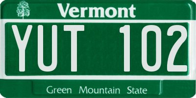VT license plate YUT102
