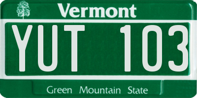 VT license plate YUT103