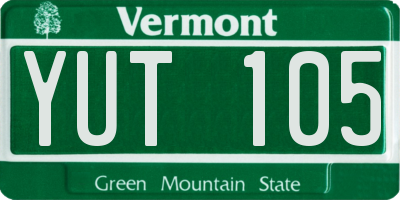 VT license plate YUT105