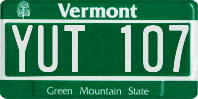 VT license plate YUT107