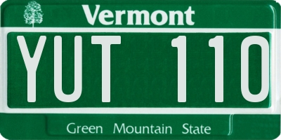 VT license plate YUT110