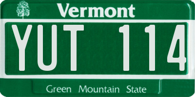 VT license plate YUT114