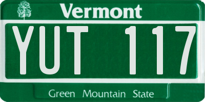 VT license plate YUT117