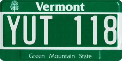 VT license plate YUT118