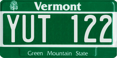VT license plate YUT122