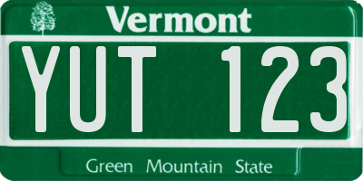 VT license plate YUT123