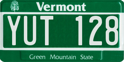 VT license plate YUT128