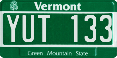 VT license plate YUT133