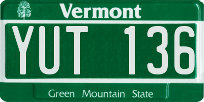 VT license plate YUT136