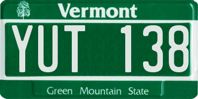 VT license plate YUT138