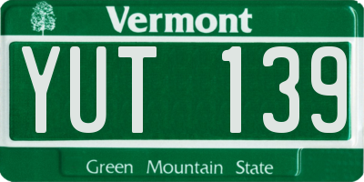 VT license plate YUT139