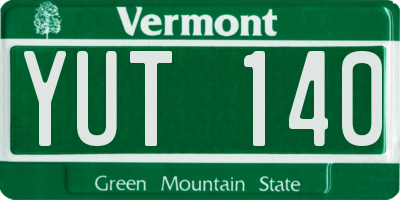 VT license plate YUT140