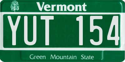 VT license plate YUT154