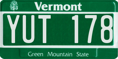 VT license plate YUT178