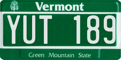 VT license plate YUT189