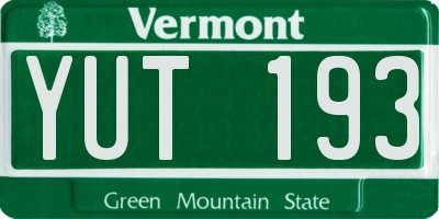 VT license plate YUT193