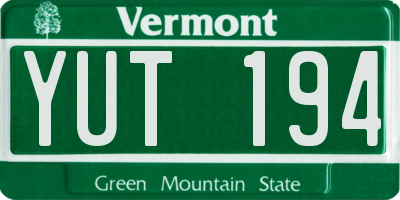 VT license plate YUT194