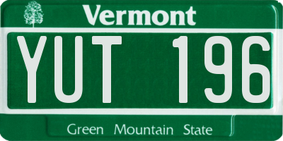 VT license plate YUT196