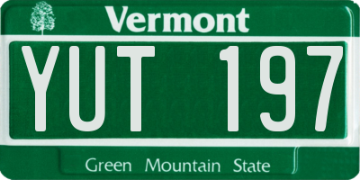 VT license plate YUT197